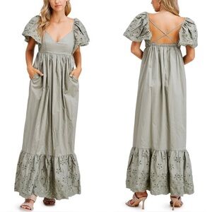 En Saison Sage Backless Maxi Dress